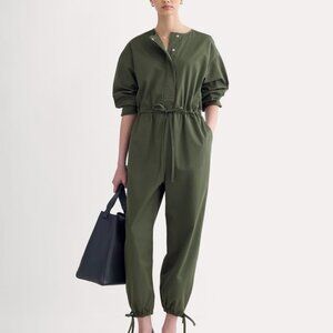 Everlane Women's Utility Drawstring Jumpsuit in Dark Forest, Size Small, Cotton